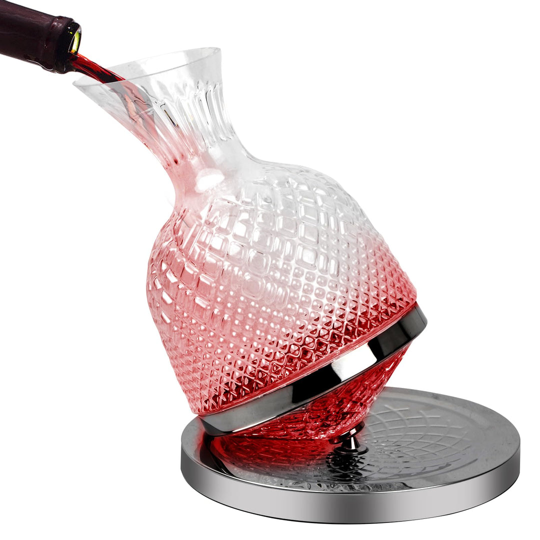 Granvoo Wein Dekanter 1500ML, 360° Drehbare Weinkaraffe, Dekantierer Tropffrei, Weindekanter, Rotwei