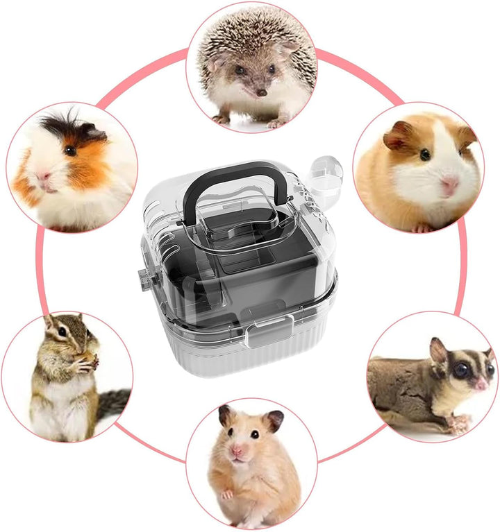 Grosser Hamsterkäfig, durchscheinend, für kleine Tiere, Chinchilla- und Igel-Tragetasche, tragbar mi