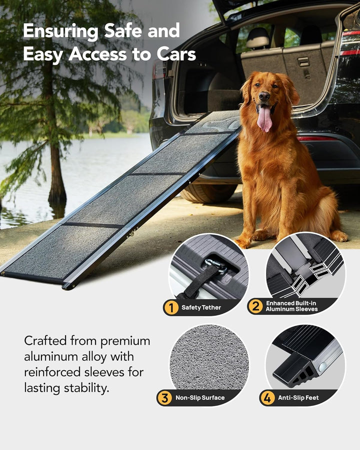 PetThem Hunderampe für Auto, 160 cm lang & 43,2 cm breit, tragbare Hunderampe für grosse Hunde mit R