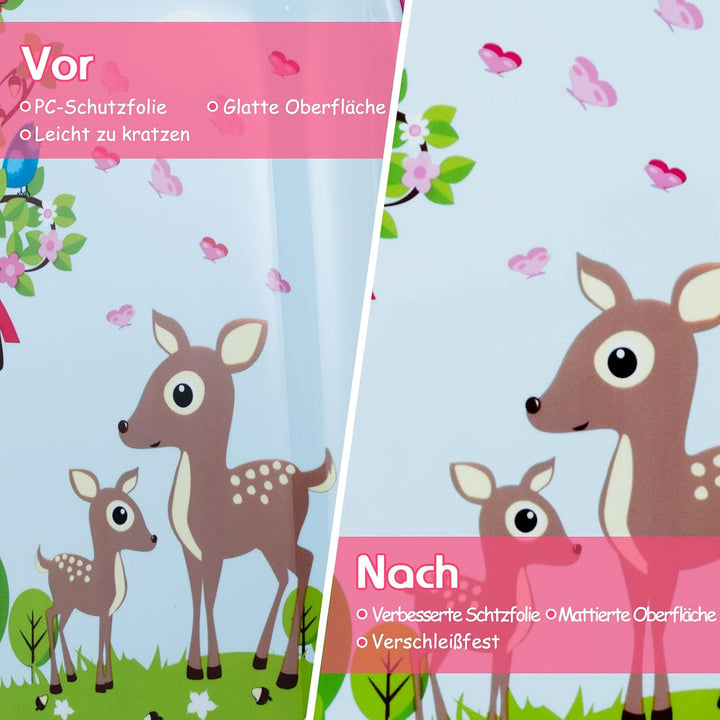 COSTWAY 2tlg Kinderkoffer + Rucksack, Kindertrolley aus Kunststoff, Kindergepäck, Kinder Kofferset H