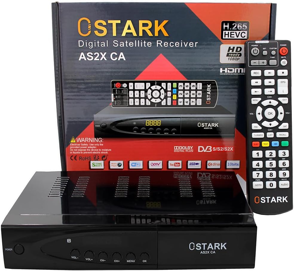 Ostark AS2X CA Digitaler Satellitenreceiver FTA DVB S2 S S2X DVBS2 HDMI FHD 1080P FTA H265 USB WiFi