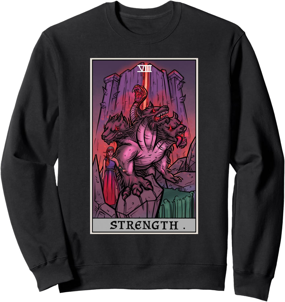 Stärke Tarotkarte Halloween Cerberus griechische Mythologie Hexe Sweatshirt
