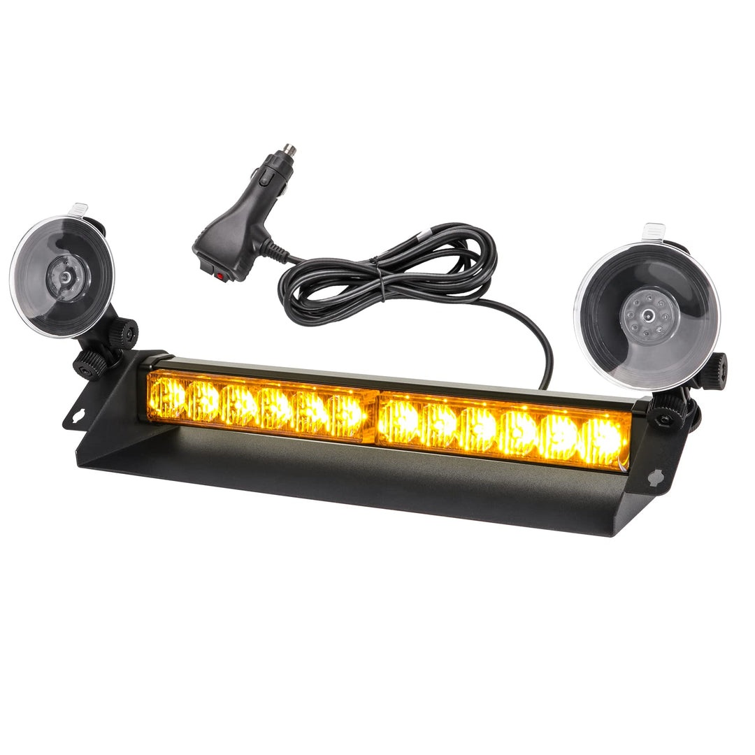 ROUTEKING Frontblitzer Warnleuchte 12 LED - 35.6cm 9 Blinkmodi Blitzleuchte, 2 Saugnäpfe Hohe Intens