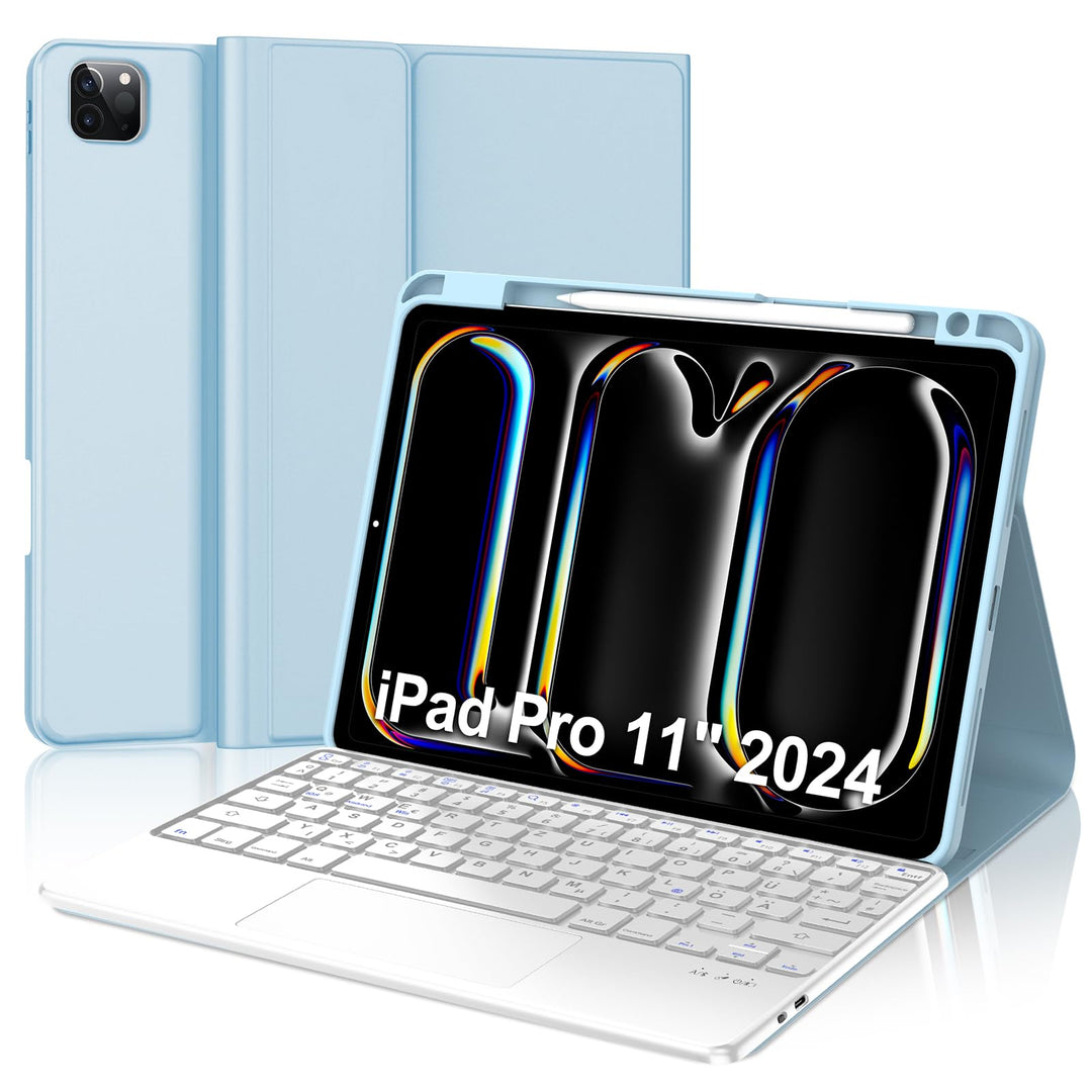 IVEOPPE Hülle mit Tastatur für iPad Pro 11" M5 2025/M4 2024 Con Touchpad, Deutsches QWERTZ Layout, M