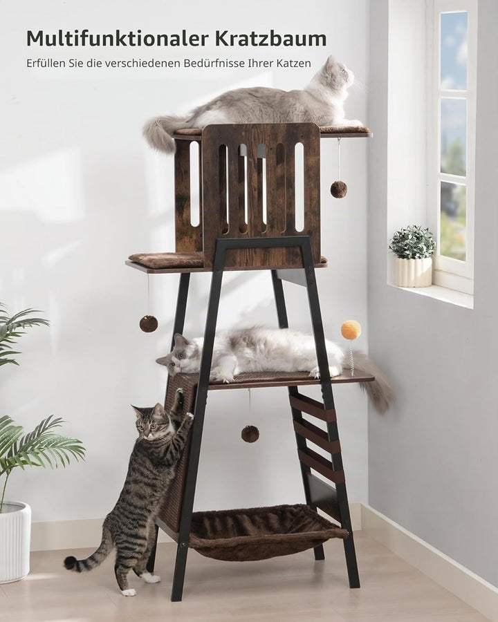 FourFurPets 147 cm Kratzbaum, Kratzbaum Grosse Katzen stabil, moderner katzenbaum für drinnen, hoher