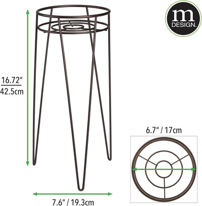 mDesign 2-er Set Midcentury Pflanzenständer für Blumen, Sukkulenten aus Metall – runder Blumenstände