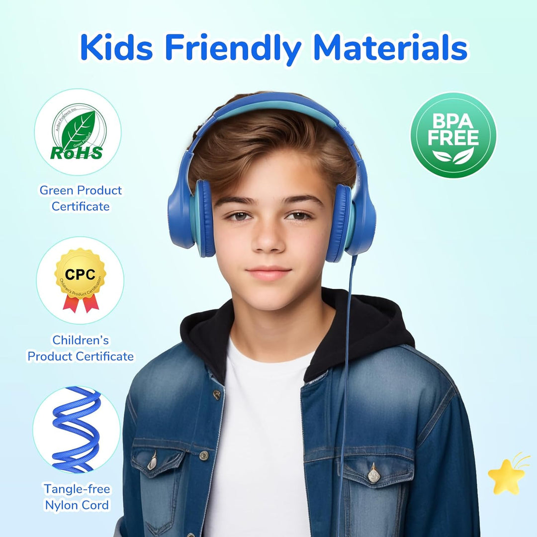 EarFun Kinder Kopfhörer mit USB-C Kabel, 85dB Lautstärkenbegrenzer, Komfortables Tragen, Hi-Fi Klang