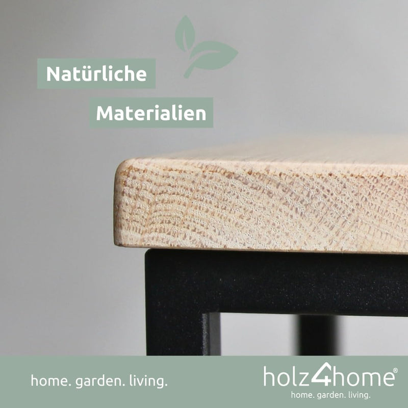 holz4home® Dekoständer-Set 3-tlg. in schwarz aus Massivholz Eiche I Hellgrau Geölt Gedrehte Streben