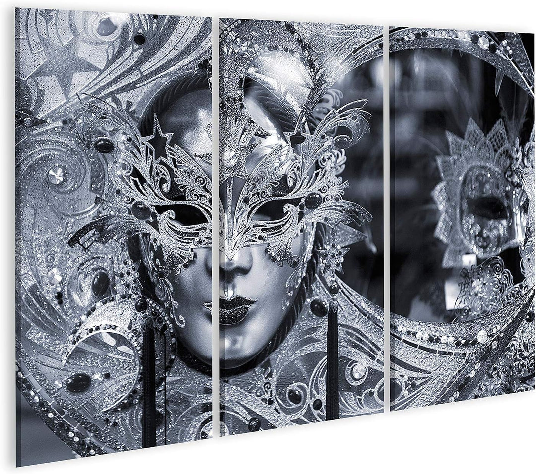 islandburner Bild auf Leinwand Schwarzes Und Weisses Bild Der Traditionellen Karnevalsmaske In Vened