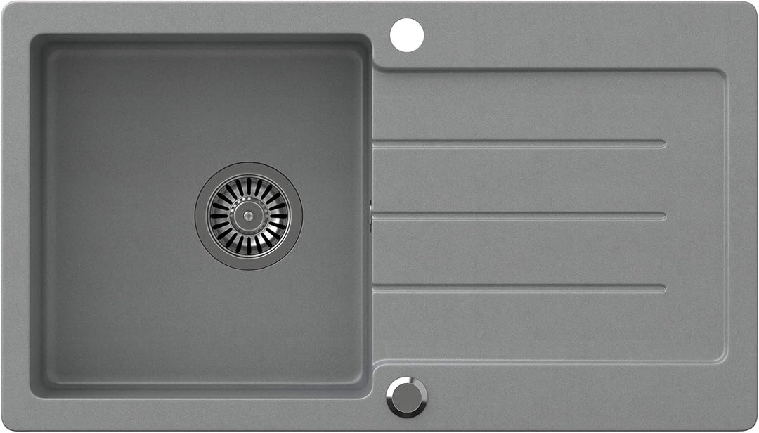 VBChome Spüle Grau 77 x 44 cm Granit Einzelbecken Einbauspüle gesprenkelt reversibel Verbundspüle +