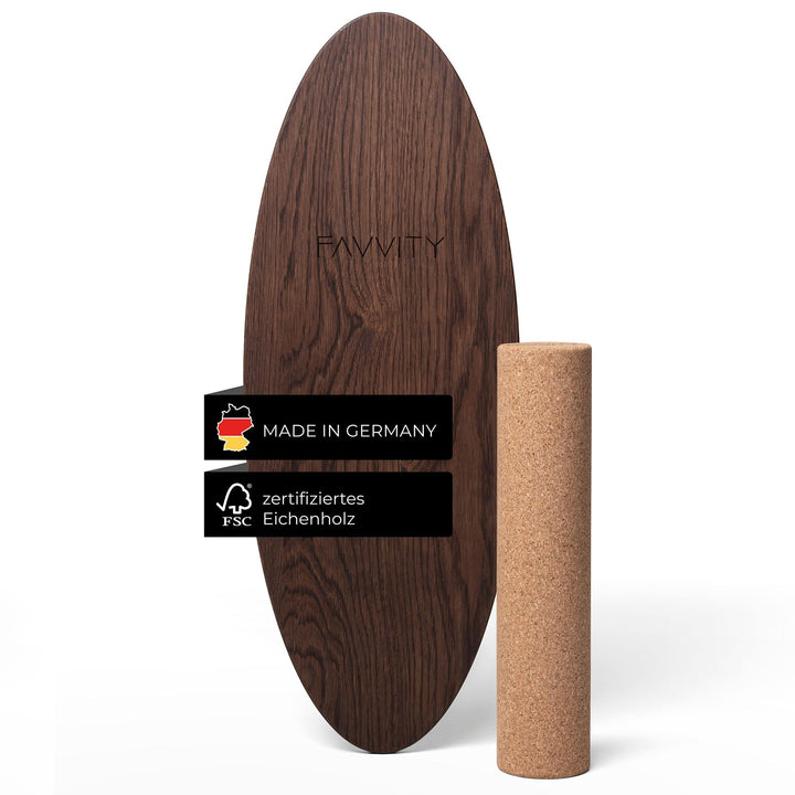 Balance Board aus Eichenholz [Handgefertigt in Deutschland] FSC-zertifizierter Gleichgewichtstrainer