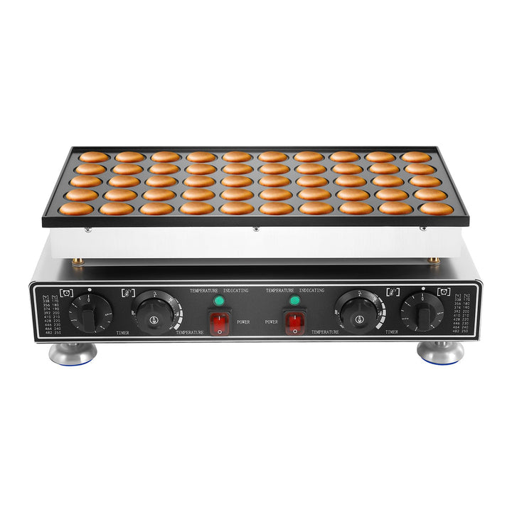 50-Loch Muffin-Maschine 1800W, Mini Dutch Pfannkuchenhersteller, Pufferchen für 50 runde Mini-Pfannk
