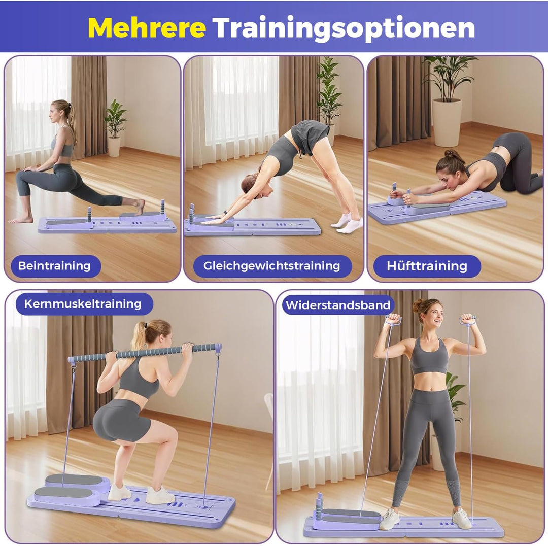 SPYLAVE Pilates Board Upgraded, 6-in-1 Faltbares Pilates Reformer Set für Zuhause, Multifunktionales