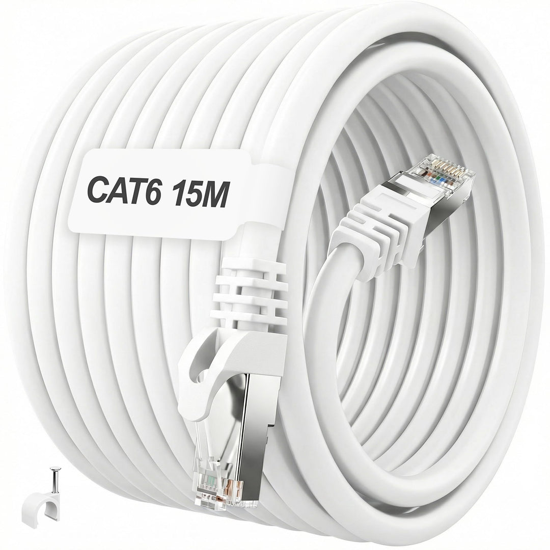 ikbc LAN Kabel 15 meter, Cat 6 Netzwerkkabel 15m FTP Abschirmung Ethernet Kabel Hochgeschwindigkeit