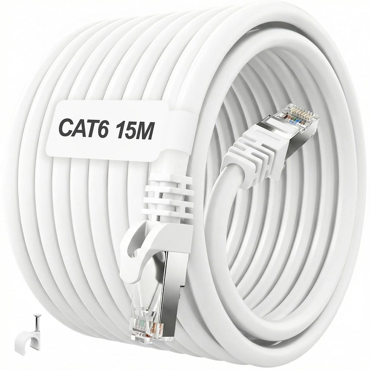 ikbc LAN Kabel 15 meter, Cat 6 Netzwerkkabel 15m FTP Abschirmung Ethernet Kabel Hochgeschwindigkeit