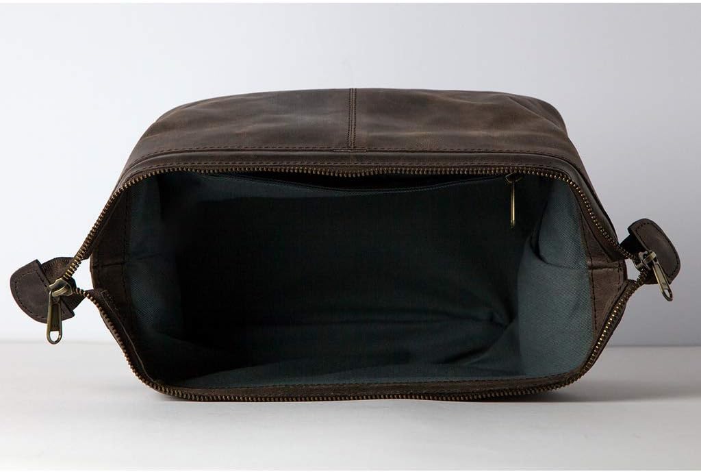 HOLZRICHTER Berlin Kulturbeutel No 5-1 (M) dunkel-braun - Grosse, hochwertige Kulturtasche handgefer
