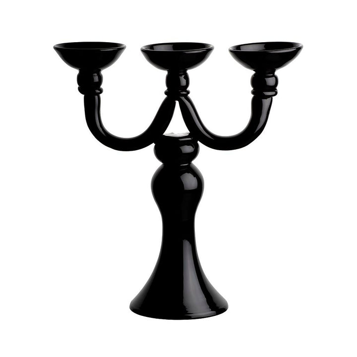 CRISTALICA Kerzenhalter Kerzenständer Teelichthalter Shiva Schwarz Glas 36 cm