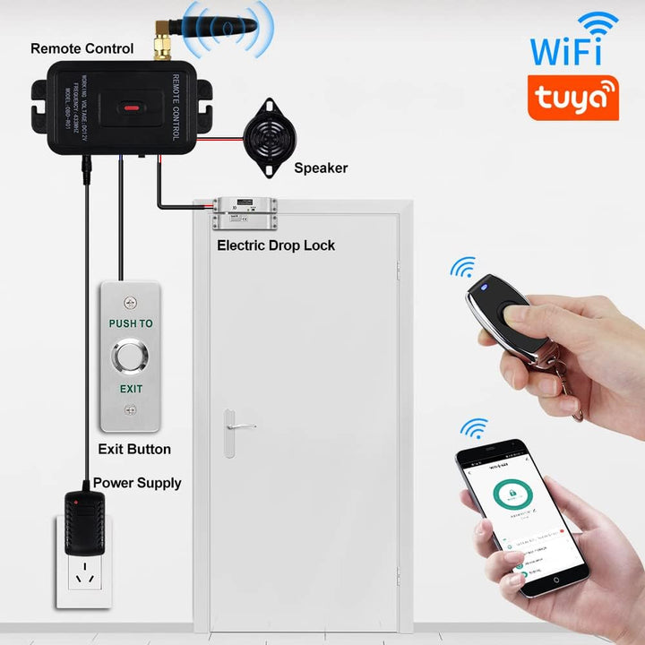 QTTYELOK WiFi Tuya Access Control Home Security System Kit 433Mhz Wireless Tor Türöffner Smartphone