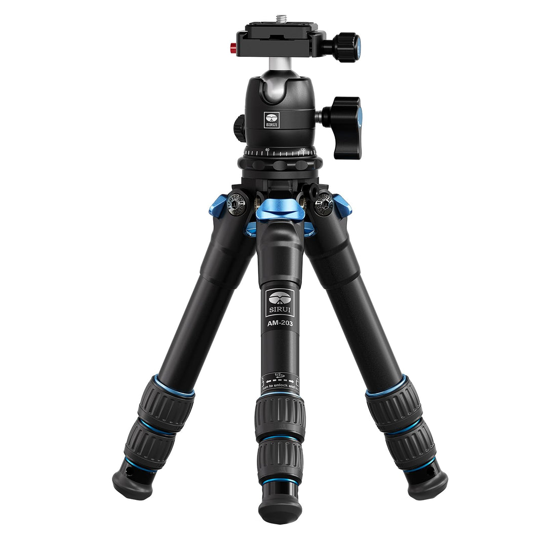 SIRUI AM203 Mini Stativ Kamera Klein Dreibein, Aluminium Ministativ Tischstativ Mini Tripod mit 360