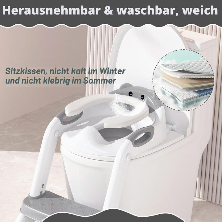 Toilettenleiter für Kinder, höhenverstellbare Toilettenleiter klappbar auch als Tritthocker verwendb