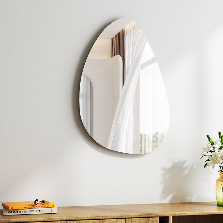 Rahmenloser Spiegel, unregelmässiger Spiegel 65 x 90 cm, moderner Wandspiegel, geeignet für Badezimm