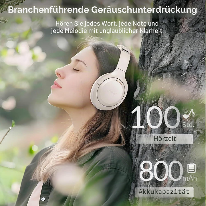 LORELEI QC60 Hybrid Active Noise Cancenlling Headphones,Wireless over ear Bluetooth Headsets with mi