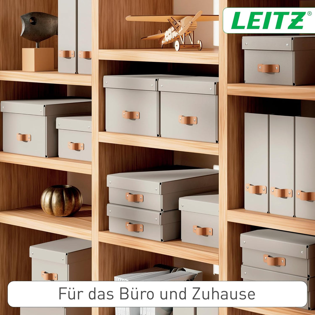 Leitz Puro Aufbewahrungsbox mit Deckel, Medium, 2er-Set, Box 17 L, stapelbar, Organizer-Box für Rega