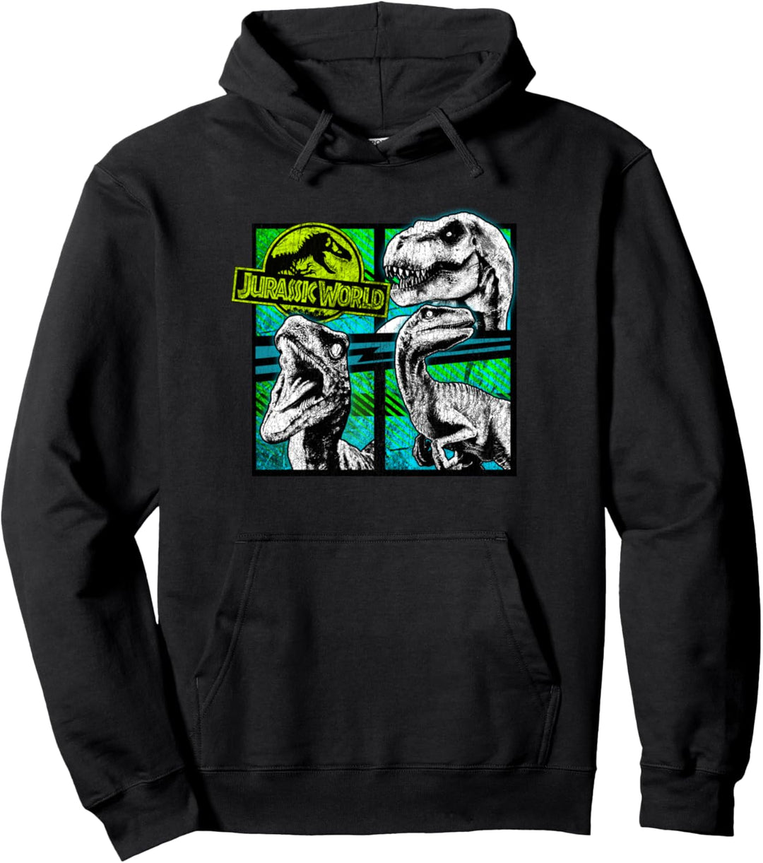 Jurassic World Dinosaurier-Gruppe 3 Neon Pullover Hoodie