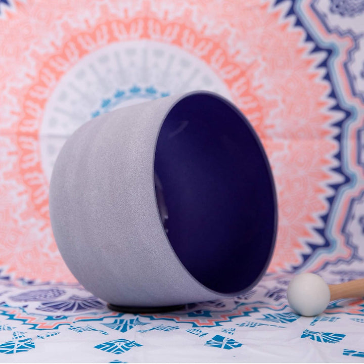 Klangschale aus mattiertem Quarzkristall, 432 Hz, für Third Eye Chakra/Third Eye Chakra, 20,3 cm, mi