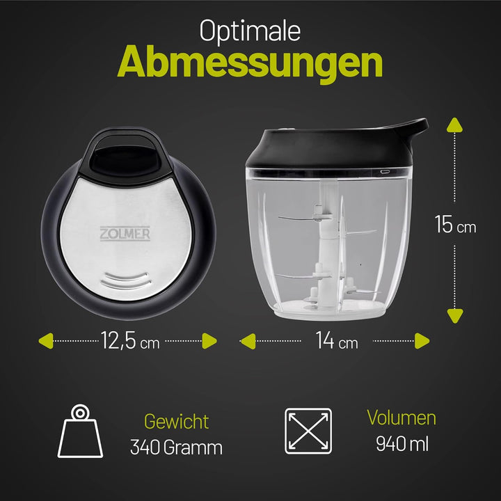 ZOLMER® Zwiebelschneider - Manueller Zerkleinerer mit Seilzug als Gemüseschneider - Multizerkleinere
