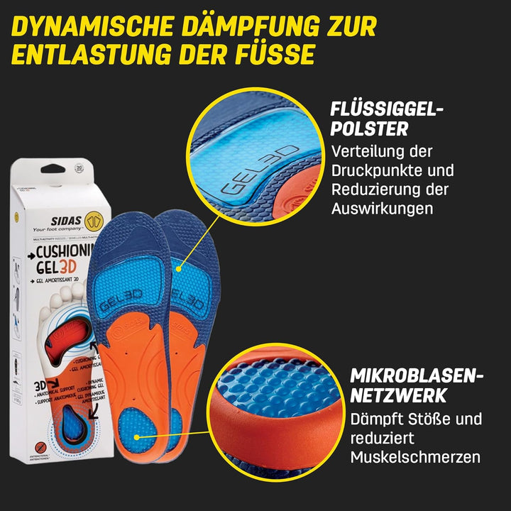 Sidas Gel 3D Cushioning Insoles S (37-38) Blau, S (37-38) Blau