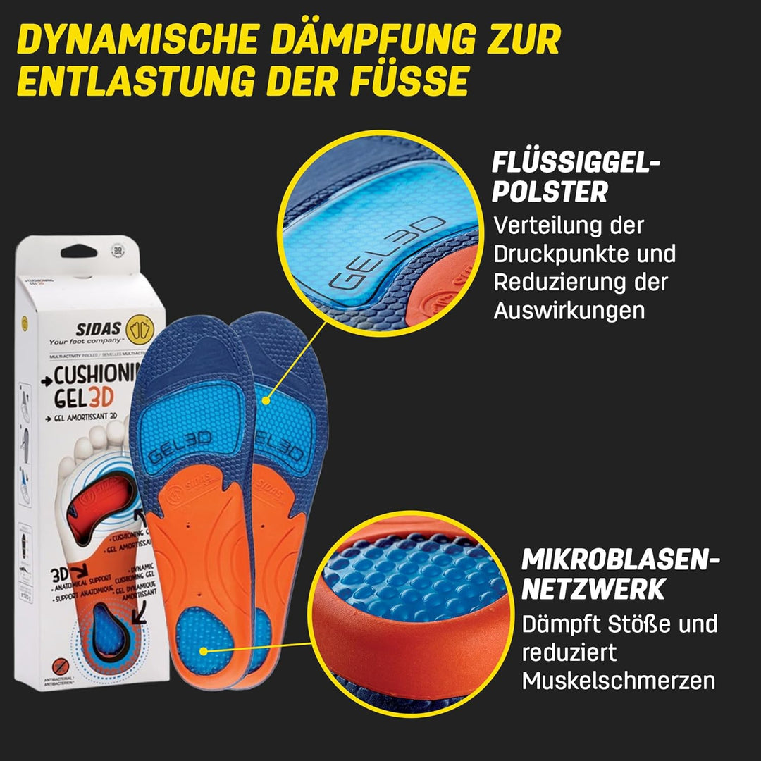 Sidas Gel 3D Cushioning Insoles L (42-43) Blue, L (42-43) Blue