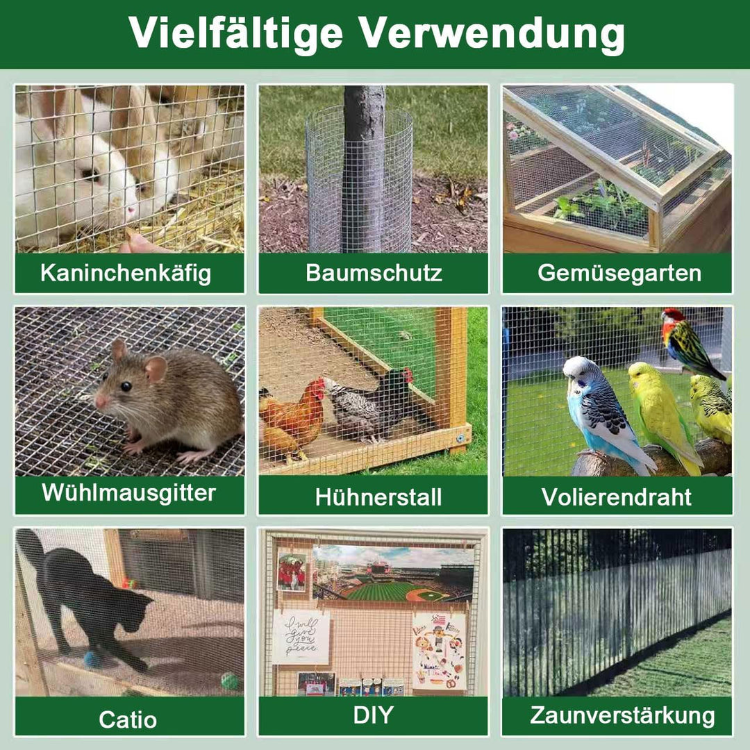 Amagabeli Drahtgitter Volierendraht 0.4m X 5m, 0.9mm Feuerverzinkt & Rostfrei (12x12mm) – Für Hochbe