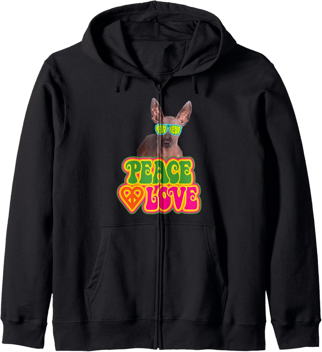Peace Heart Love Dog Xoloitzcuintli Kapuzenjacke