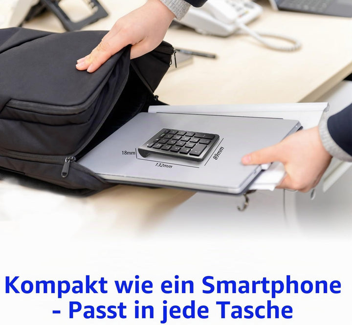 Bluetooth Nummernblock, Kabelloser Ziffernblock mit 22 Tasten（inkl-11 Multifunktionstasten） Leiser N