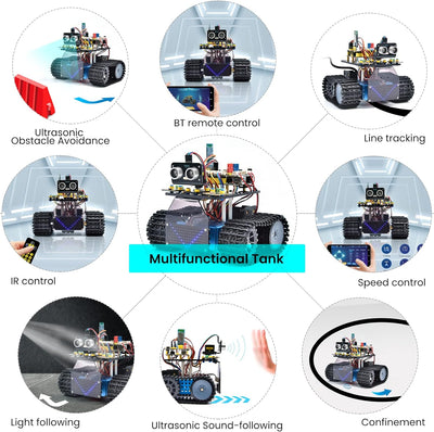 KEYESTUDIO Robot Tank Kit kompatibel mit Arduino IDE, elektronisch programmierbarer STEM-Roboter-DIY