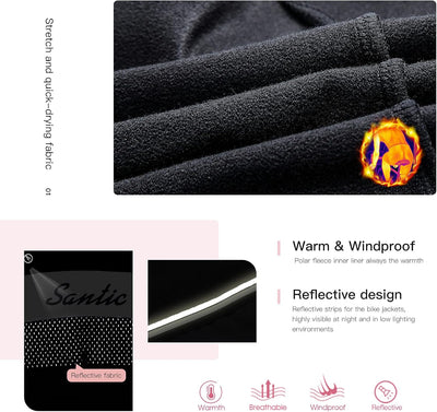 Santic Fahrradjacke Damen Winter Thermo Jacken Winddichte Laufjacke Leichte Atmungsaktiv Langarm Ref
