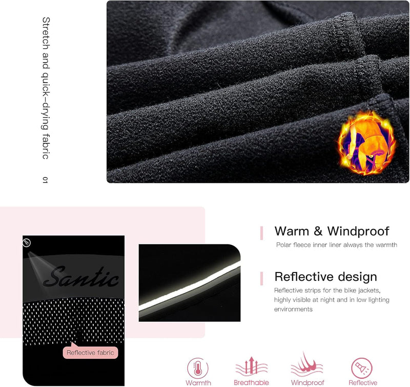 Santic Fahrradjacke Damen Winter Thermo Jacken Winddichte Laufjacke Leichte Atmungsaktiv Langarm Ref