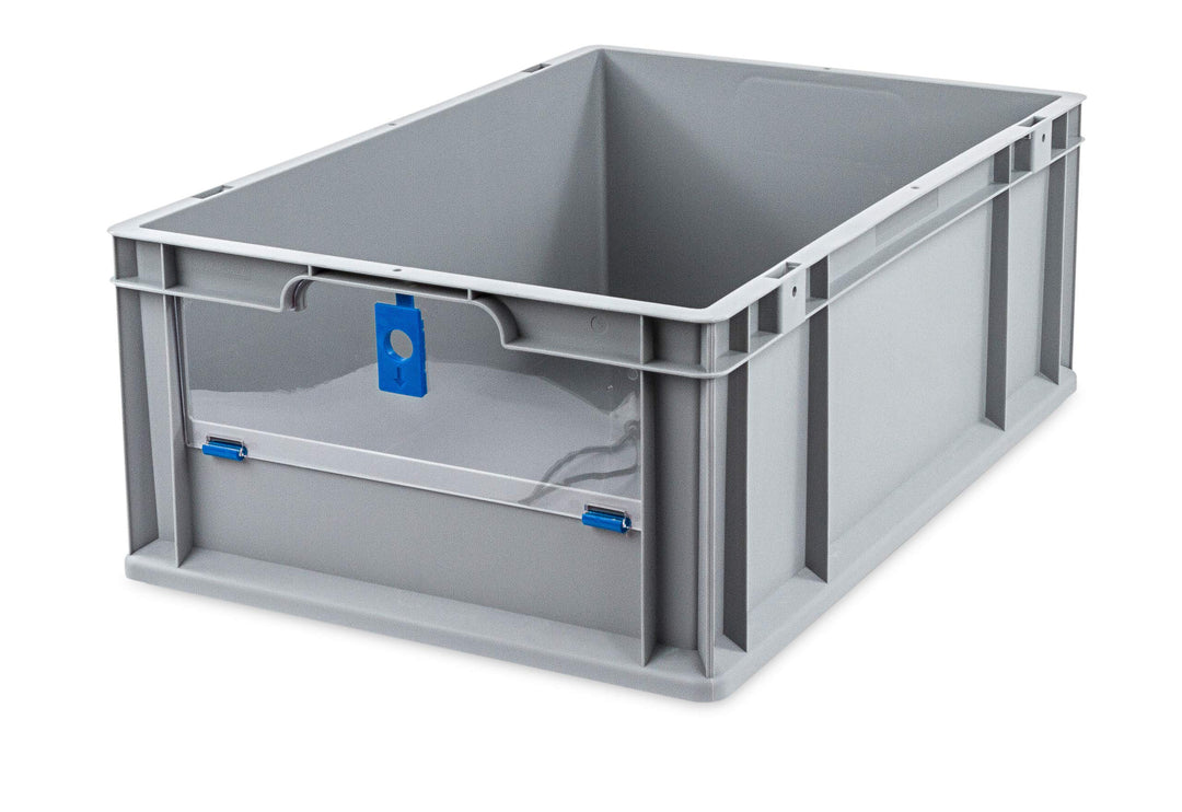 aidB Eurobox NextGen Insight Cover blau, 600x400x220 mm, Cover niedrig, robuste Regalbox mit Entnahm