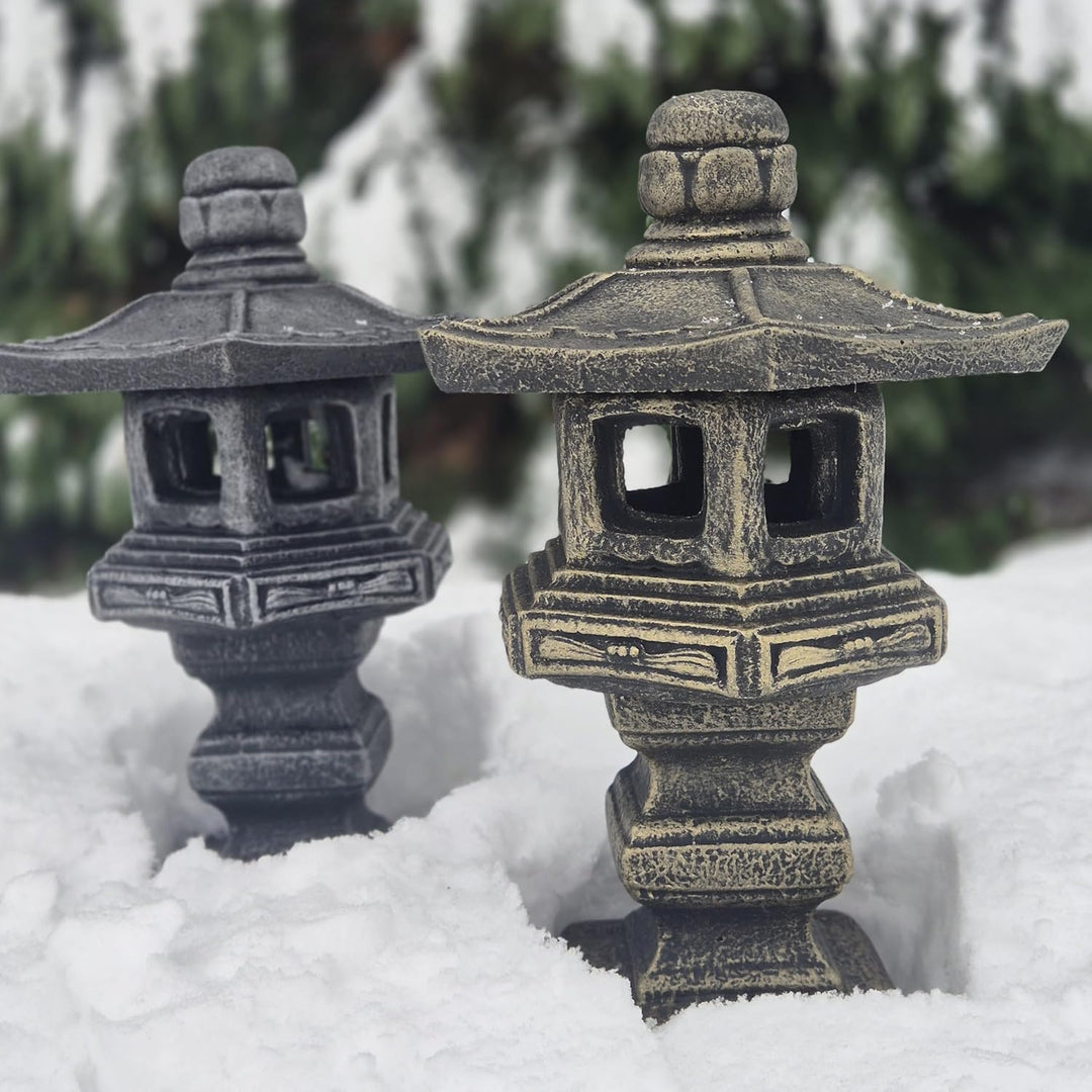 FABRIQ Japanische Gartenlaterne Yukimi-Doro 42 cm – Wetterfeste Steinlampe für Aussenbereich – Japan