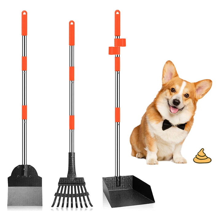 Hundekotschaufel, 3 Stück Dog Pooper Scooper Hundekotschaufel und Harke Metall Rechen Kehrschaufel f