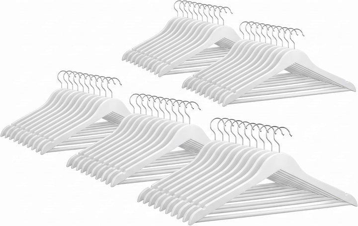 50 x Kleiderbügel Holz weiss VonBueren | 44,5 x 22 cm je Bügel/Holzbügel | Holzkleiderbügel Weiss |