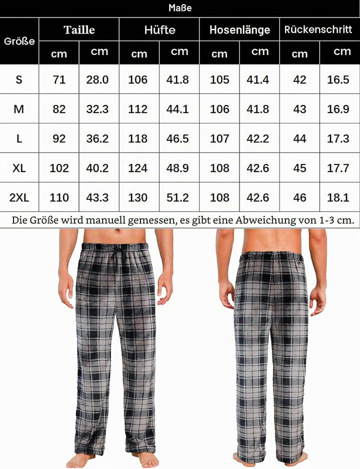 ENJOYNIGHT Schlafanzughose Herren Lang Fleece Pyjamahose Plüsch Freizeithose Warm Haushose mit Korde