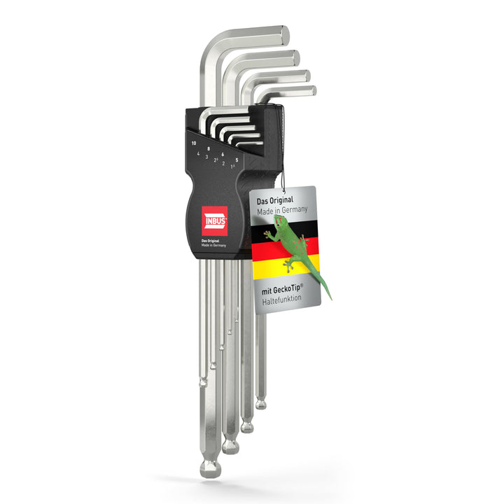 INBUS® 76893 — Das Original. Made in Germany — Set 9tlg, 1.5–10mm, mit GeckoTip® & Kugelkopf 9× (1.5