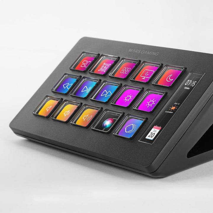 Mars Gaming MSD-ONE, Kontroll-Deck Slim, 15 Anpassbare LCD-Tasten, Vergrösserte LCD Anzeige, Steueru