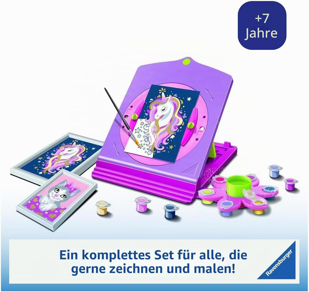 Ravensburger - Meine Fantastische Atelier CreArt, Set mit Ständer Einhorn Thema, Malen nach Zahlen,