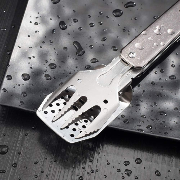 Roxon 4 in 1 kompaktes Mini BBQ Grill-Set mit Spatel, Gabel, Zange und Flaschenöffner für Wandern Ca