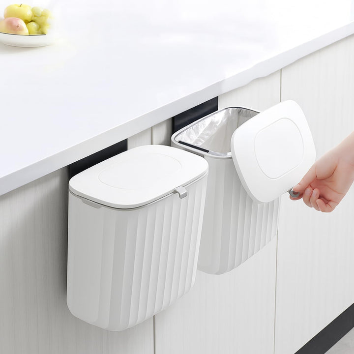 Mülleimer 8L mit Deckel – Abfalleimer Küche & Bad, weiss, Kunststoff PP+ABS, Soft-Close Doppelöffnun