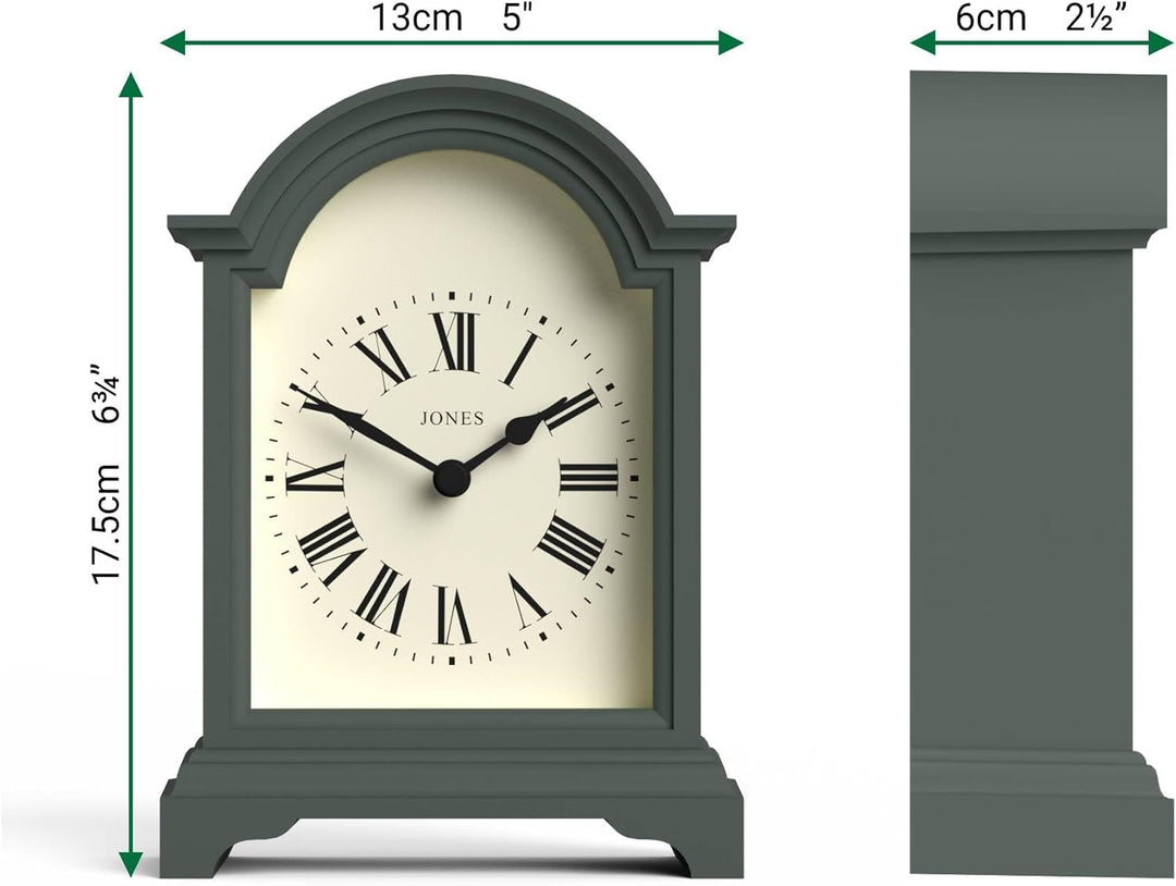 JONES CLOCKS® Bistro kaminuhr | Klassisches Design Einer Arch top Carriage Uhr | Grün | Zeitgenössis