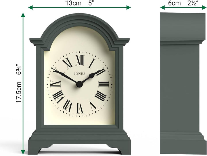 JONES CLOCKS® Bistro kaminuhr | Klassisches Design Einer Arch top Carriage Uhr | Grün | Zeitgenössis